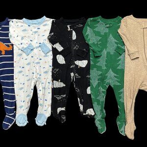 Baby Boy 9 Months 12 Months Carter's Zip Up Footed Sleeper Pajama Lot Bundle